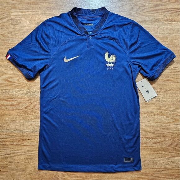 Nike France 2022 World Cup Home Jersey Small S Navy Gold Mbappe Soccer Dri-Fit - Picture 1 of 12